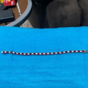 Silver 925 ruby and cz diamonds tennis bracelet